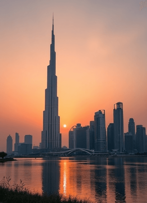 Dubai skyline at sunset