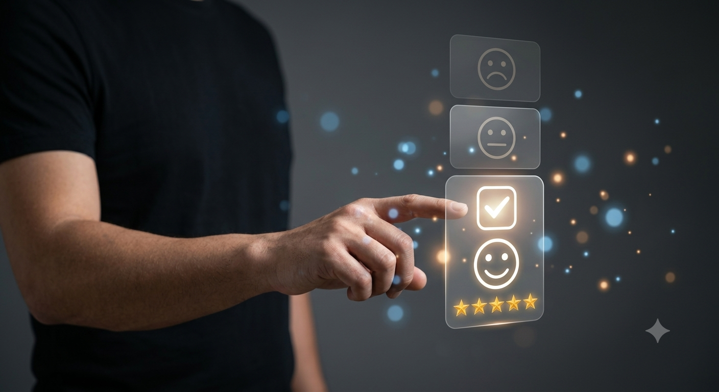 Customer selecting a smart recommendation